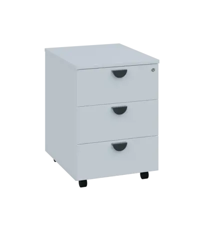 TK - 00 kontejner pojízdný, 3-zásuvkový, deska 18 mm, centrální zámek, bílá